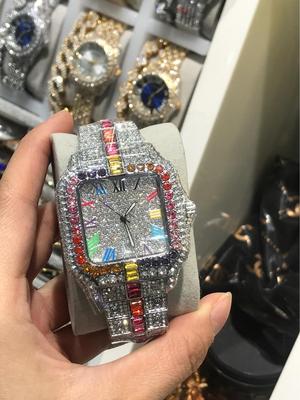 Relógio de Pulso Quartz à Prova d'Água com Cravejado de Diamantes de Luxo