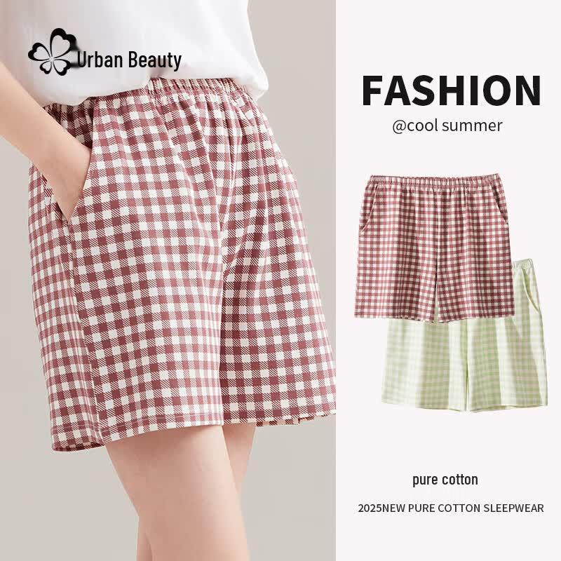 Women s 100% Cotton Plaid & Print Lounge Shorts XXL