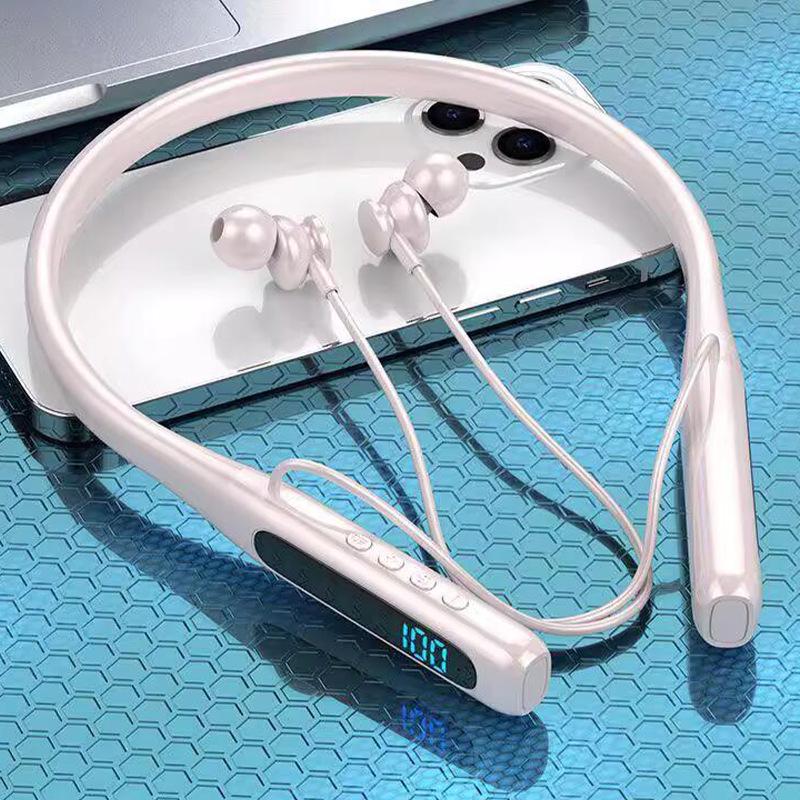 Neckband Bluetooth Headphones: Long Battery Life, Memory Card Support, Compatible with Apple & Android