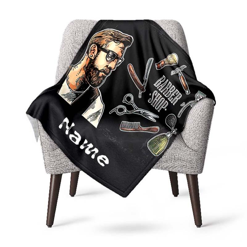 Barber Customize Your Name Blanket Used For Chair Office Sofa Bed Camping Soft And Warm Giving Friends And Relatives Birthday Gifts Graduation Gifts