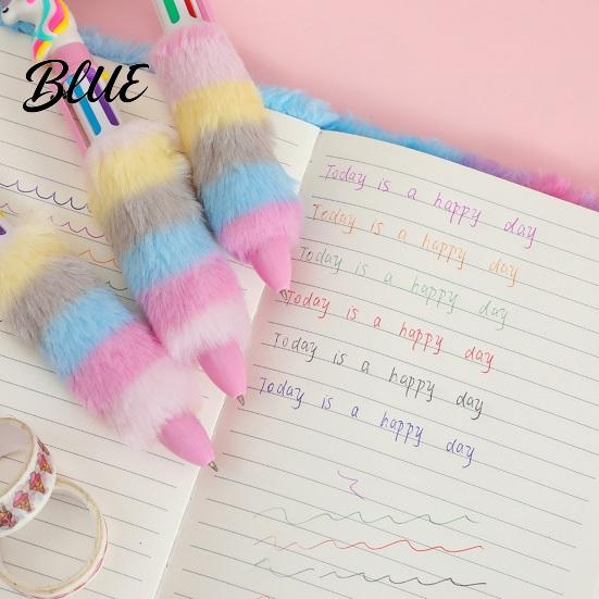 Office Supplies for Diary Decoration 6-in-1 Retractable Gel Pen Cute Unicorn Plush Doll Decor 6 in 1 Color Pens 0.5mm Multicolor Ballpoint