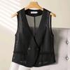 Women Clothing Summer Thin Vest V-neck Sleeveless Gauze Tanks Crop Tops See Through Fashion Waistcoat Chalecos Para Mujer