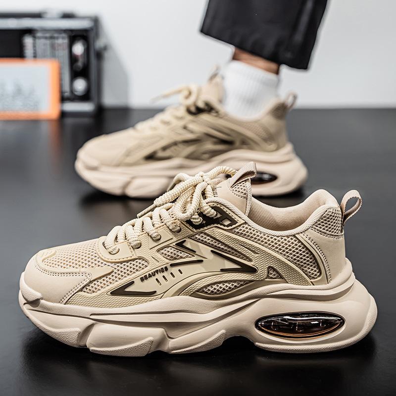 Summer Breathable Men's Shoes 2025 New Mesh Mesh Shoes Sports and Leisure Junior High School Students Platform Dad Trendy Shoes Men