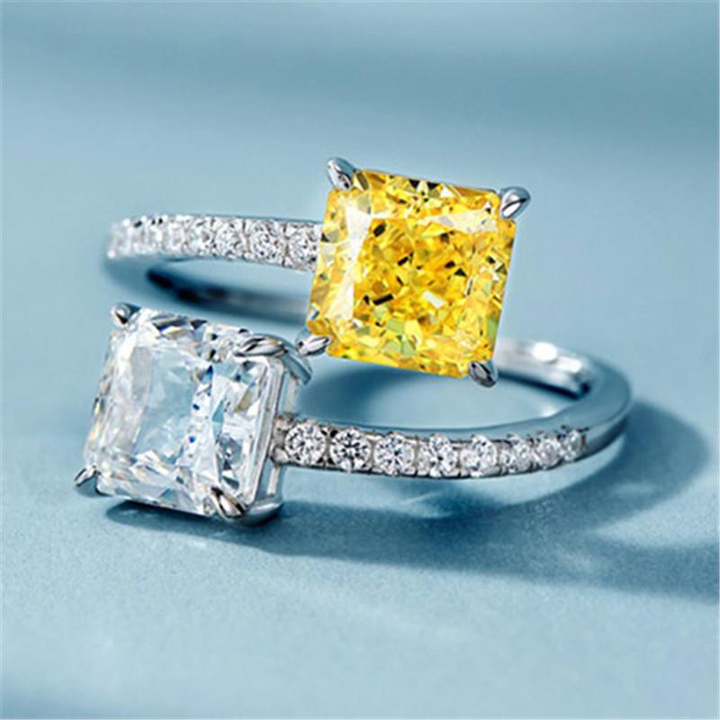 Bright Princess Square Zircon Crystal Female Engagement Gathering Gathering Accessories Stylish Stylish Jewelry Present GiftFashion Jewelry resizable