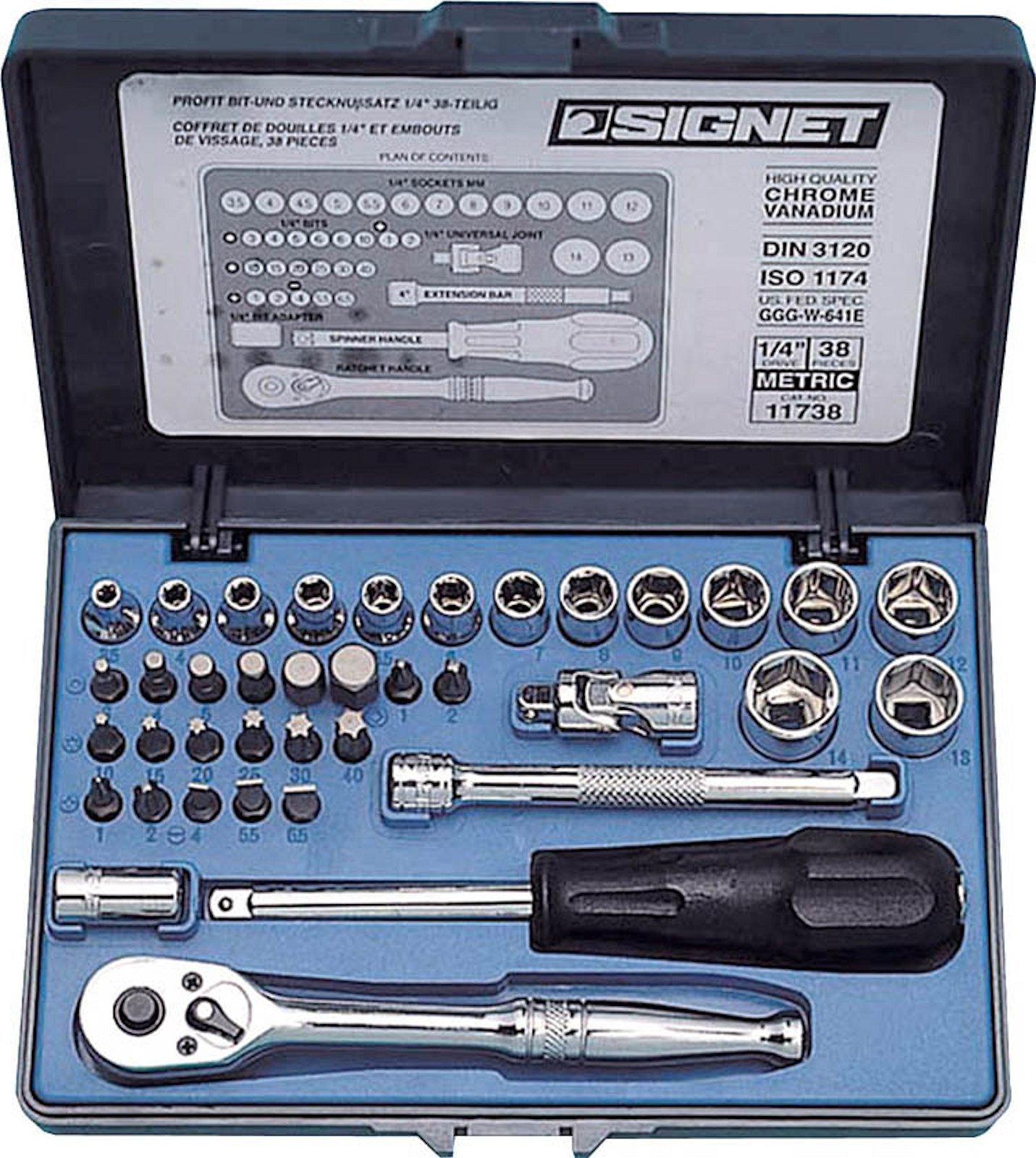 

Signet S11738 38pc Metric Socket Set 1/4 Drive in Box