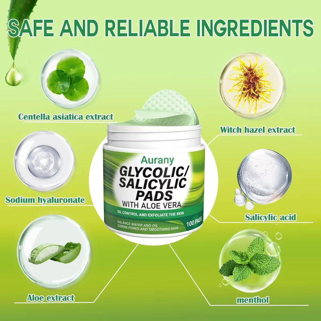 Aloe Salicylic Acid Pads For Face, Exfoliating Pads For Acne Prone & Oily Skin, Hydrating, Pads For Pore Minimizing And Blackhead Removal-60Pcs