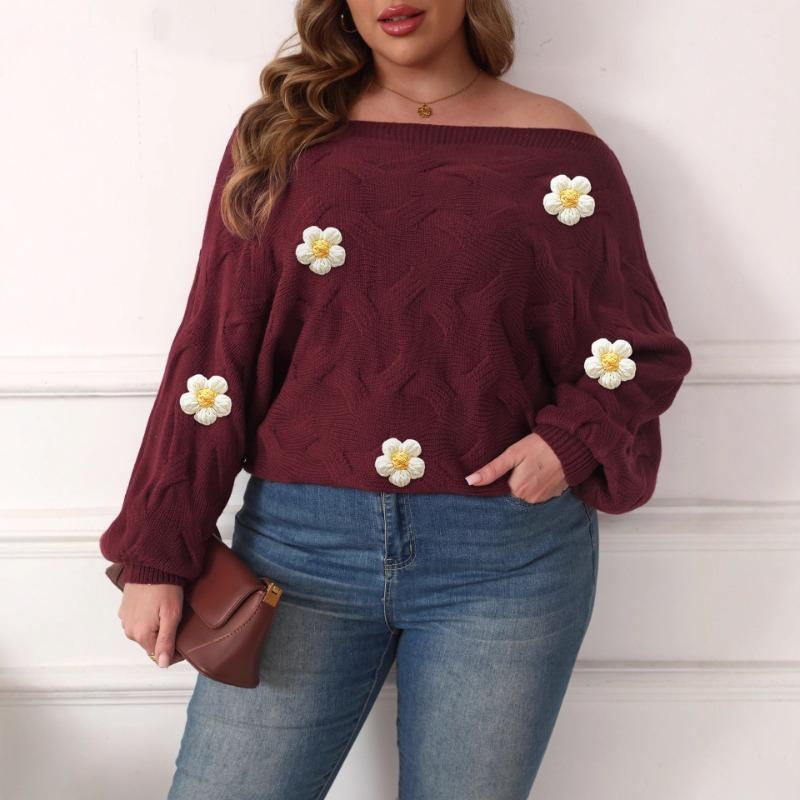 Women's Cross-border European American Sexy One-length Off-shoulder Irregular Top Bat Sleeve Loose Pullover Sweater