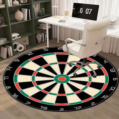 Darts Blumenmuster Runder Teppich, Rutschfeste Bürostuhlmatte für Wohnzimmer und Schlafzimmer, Dekorativer Heim-Bodenbelag