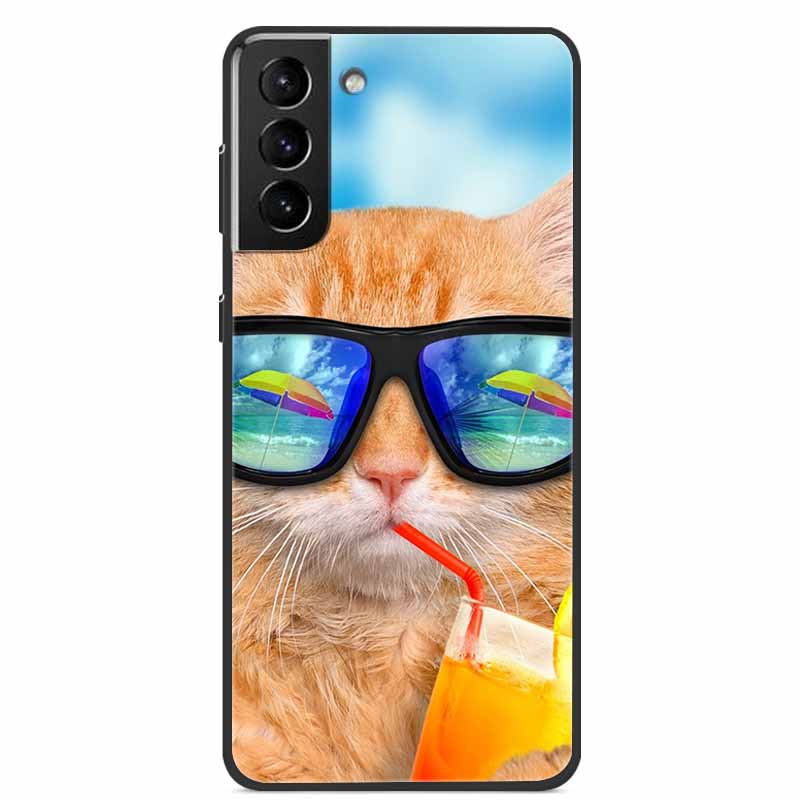 For Samsung S22 Case Wolf Lion Cat Black Silicone Soft Back Cover Case For Samsung Galaxy S21 FE S22 Ultra Phone Case S 22 Funda
