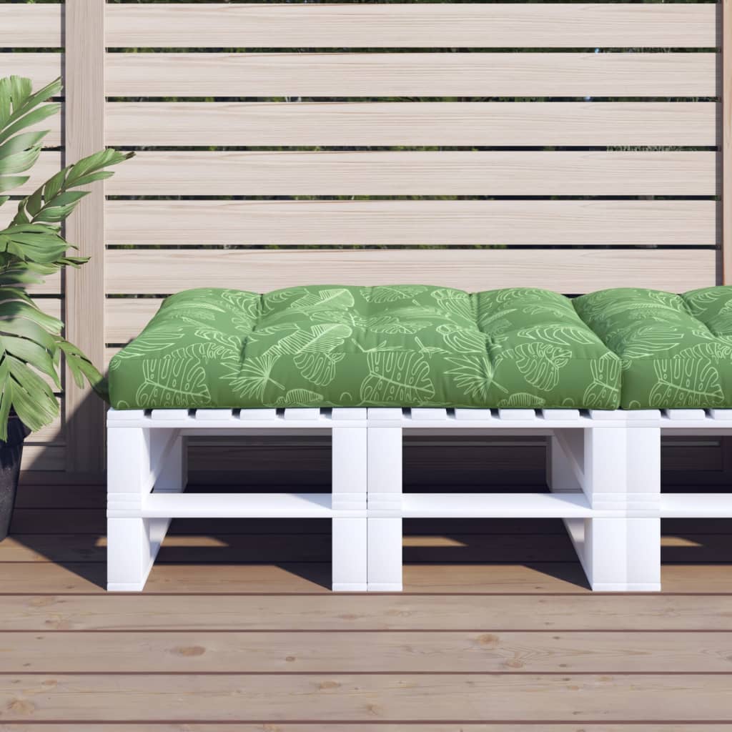 Pallet Cushion with Leaf Pattern 120 X 80 X 12 Cm Fabric