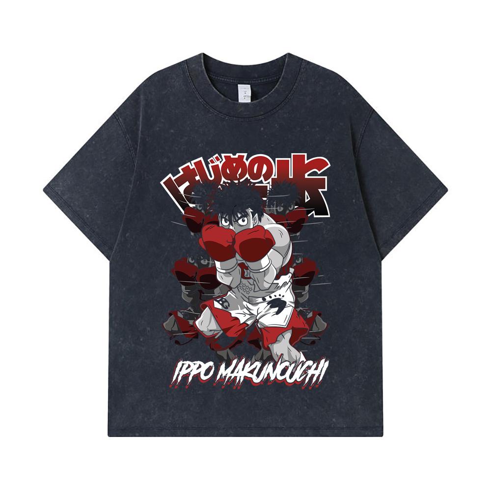 275 GSM Washed T-shirts 100% Cotton Hajime no Ippo V11 Ippo Print Unisex Heavy Cotton T Shirt