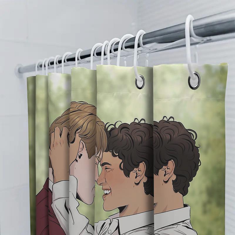 Romantic Couple Shower Curtain Vintage Floral Pattern Bathroom Decor Art Print Waterproof Home Textile Fabric
