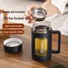 Qifan Double-Layer Insulated Glass Tea Cup with Handle - High Temperature Resistant and Anti-Fall for Office Use