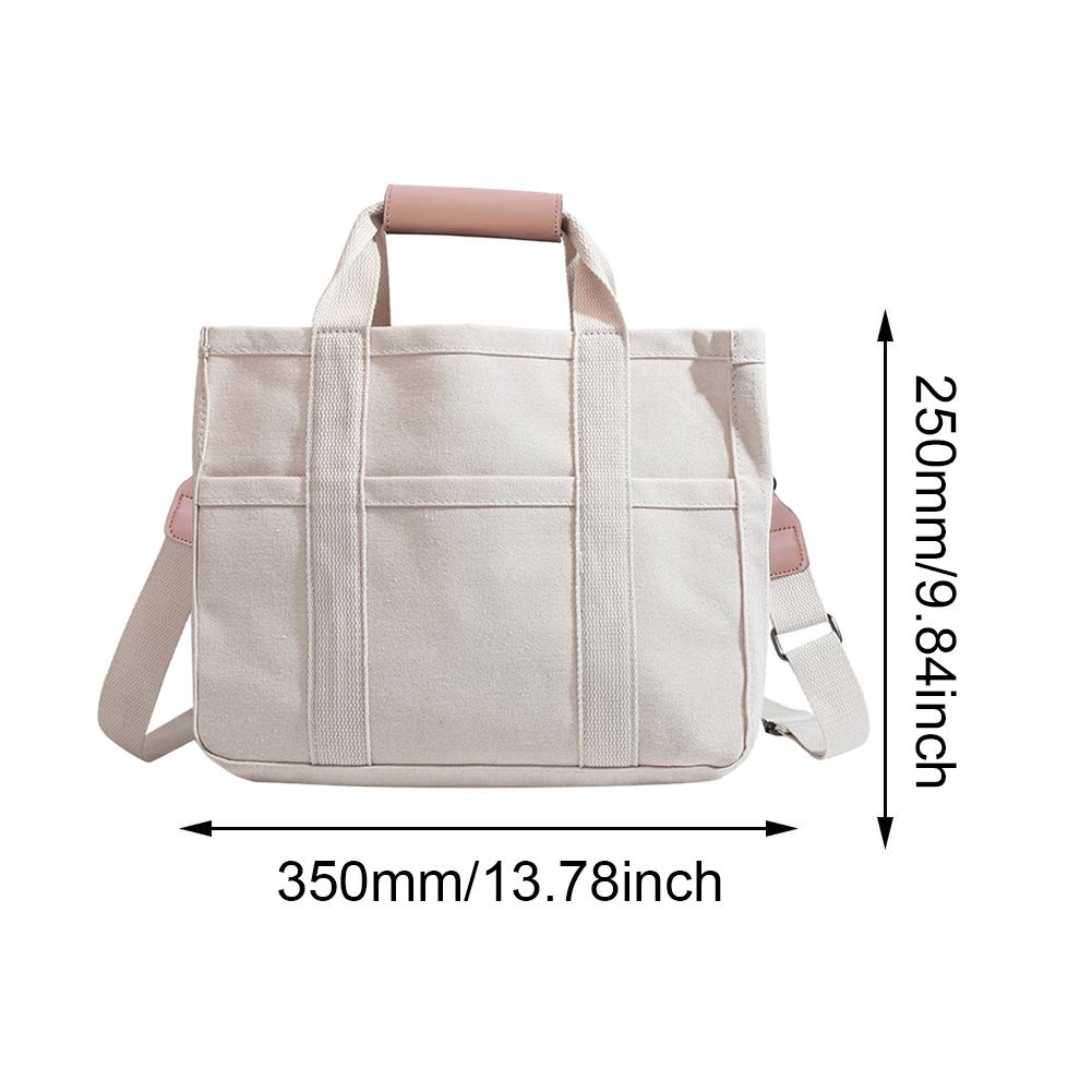 

Fashion Multi-pocket Crossbody Bags Canvas Casual Shoulder Bag Soft Shopping Tote Bag Work Daily Tote Handbag Simple Mummy Bag бежевый