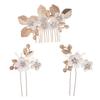 Retro Leaf Flower Hair Comb Hairpin Set Bride Wedding Headdress Handmade Hair Accessories Hairpin Comb