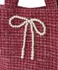 Maison de FLEUR Pink Tweed Pearl Ribbon Square Tote Bag, Pink, 8A43F0J6000
