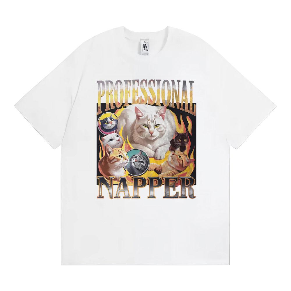 Professional Napper Sleeping Cats Tee Shirt Unisex Women Classic Fashion Aesthetic Short Sleeve Tshirts Cotton Casual T Shirt