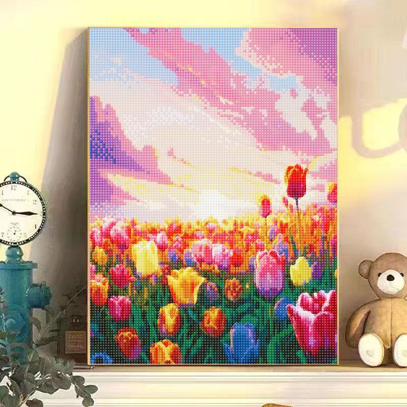 Diamond Sticker Full of Diamonds Nordic Ins Wind Healing Strap Frame Living Room Flower Handmade DIY Material Package