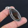 Natural Iron Tiger Eye 925 Sterling Silver Unique Sister Bezel Pendant Jewelry