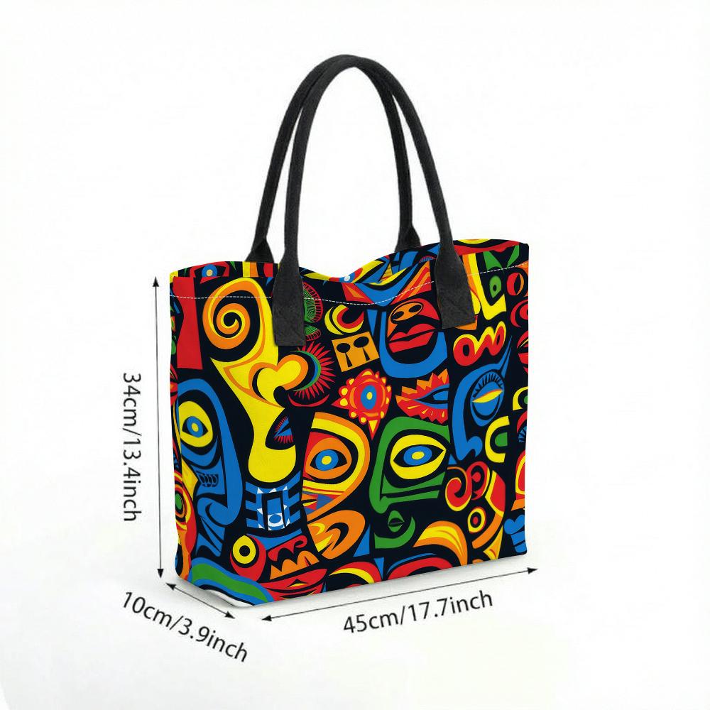 Colorful Abstract Printed Tote Bag Large Capacity Daily Shoulder Bag for Shopping Travel