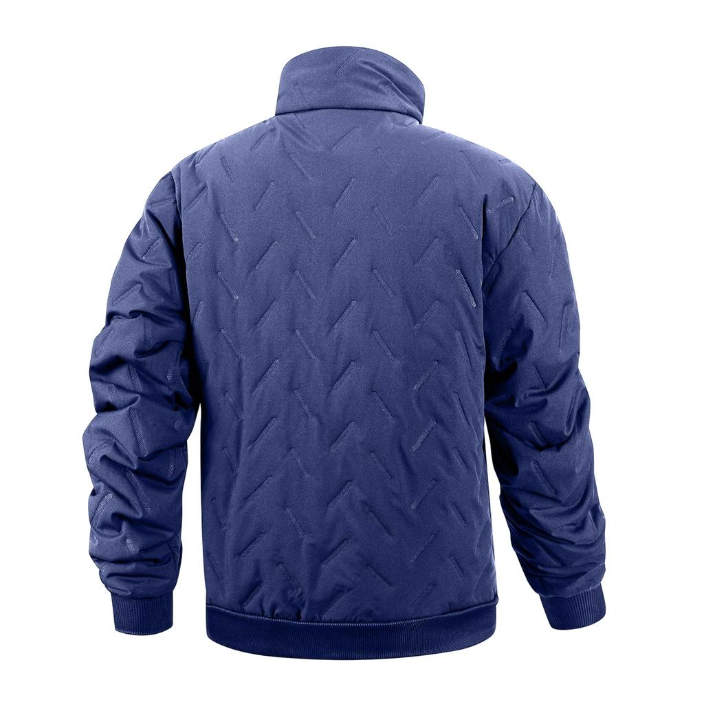 Men's Lined Padded Jacket with Stand Collar Loose Fit Winter Coat