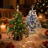 Tabletop Holiday Decor for Adults 2 Pcs DIY Beaded Christmas Tree Kit with LED Light Handmade Mini Keepsake Making Set Faux Crystal Bead Art