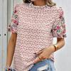 Summer New Embroidered Printed Loose Women's Shirts Short Sleeve Fashion Elegant Blouse Women Tops Stand Collar Slim Fit Shirt Female Clothing 26429