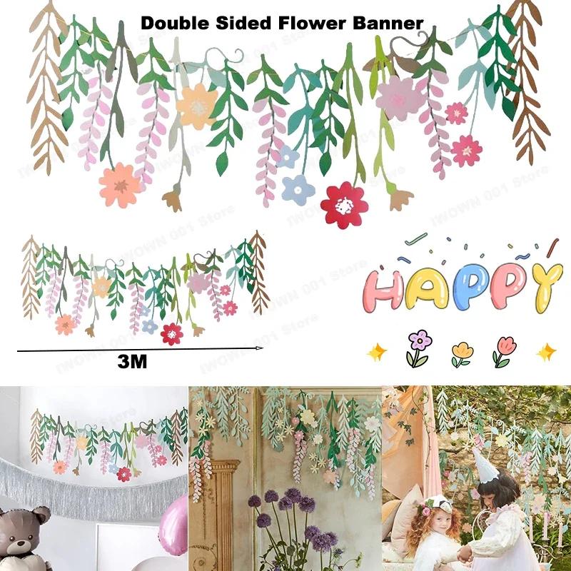 Lange Blätter Blumengirlande Kinderzimmer Hängeanhänger Frühlingsfenster Alles Gute zum Geburtstag Partydekorationen Blumenfotografie