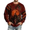 Men's Halloween Printed Long Sleeve Sweatshirt Round Neck Casual Pullover
