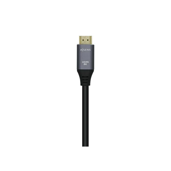 Câble HDMI ultra haute vitesse - AISENS - 8K@60Hz - 48Gbps - 2 m - Gris/Noir - Connecteurs en or 24 carats - Cuivre OFC