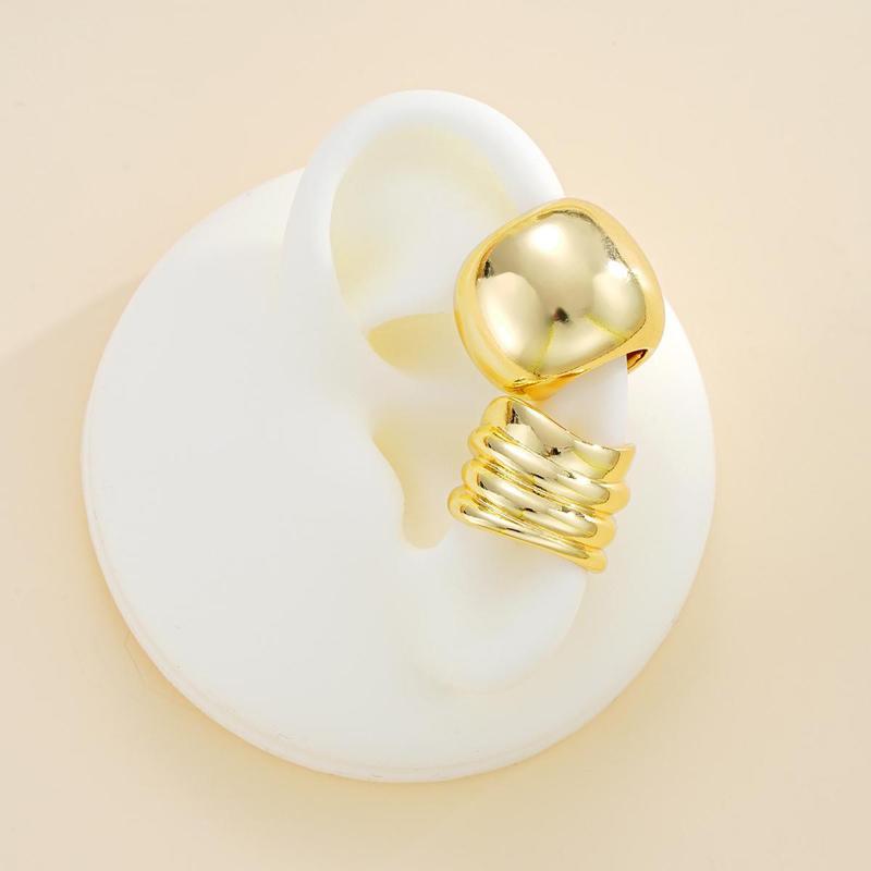 2Pcs Retro Geometric Metal Ear Clips for Women Gold Color Ear Cuff No Fake Piercing Cartilage Aesthetics Earrings Jewelry Gift