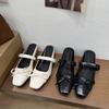 Spring And Summer Versatile Single Shoes French Gentle Temperament Slippers Inner Height Increase Square Head Mary Jane Half To Muller Shoes