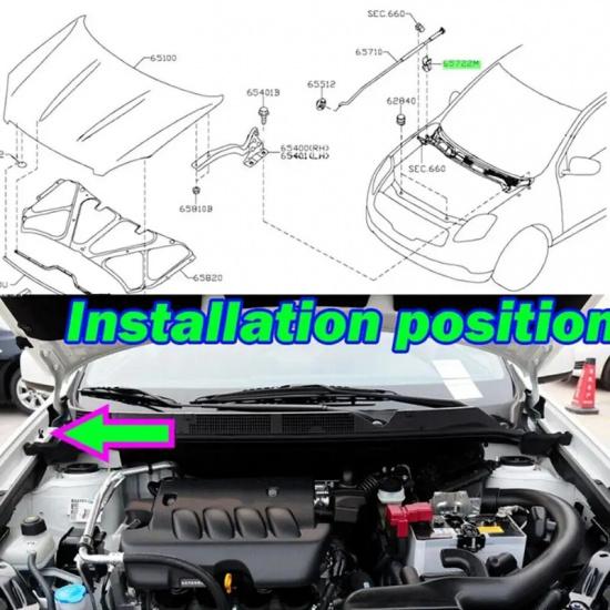 OE65722EB300 Navara Pathfinder R51 Hood Bonnet Support Rod Clamp Clip For Nissan Qashqai Dualis J10 Auto Fastener & Clip
