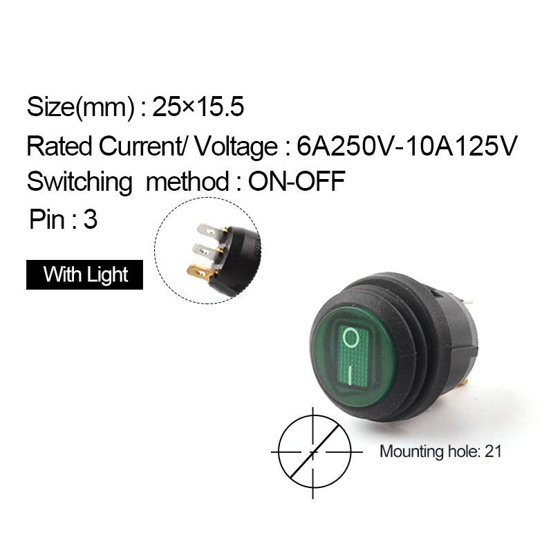 5 buc 25mm Impermeabil SPST Rotund Comutator Basculant Tip Barcă 2/3 Pini Mașină Auto Barcă Marin Buton de Alimentare Comutator cu Lumină 6A/10A 250V