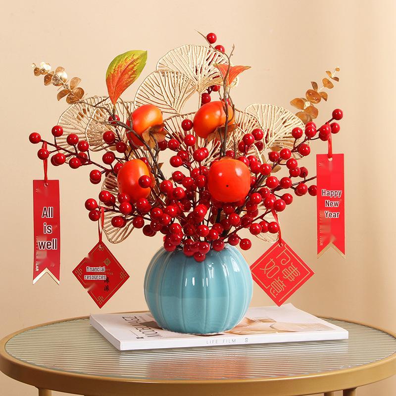 Luksusowa Dekoracja Owoc Granatu Chińskiego: Czerwone Sztuczne Kwiaty i Ozdoby