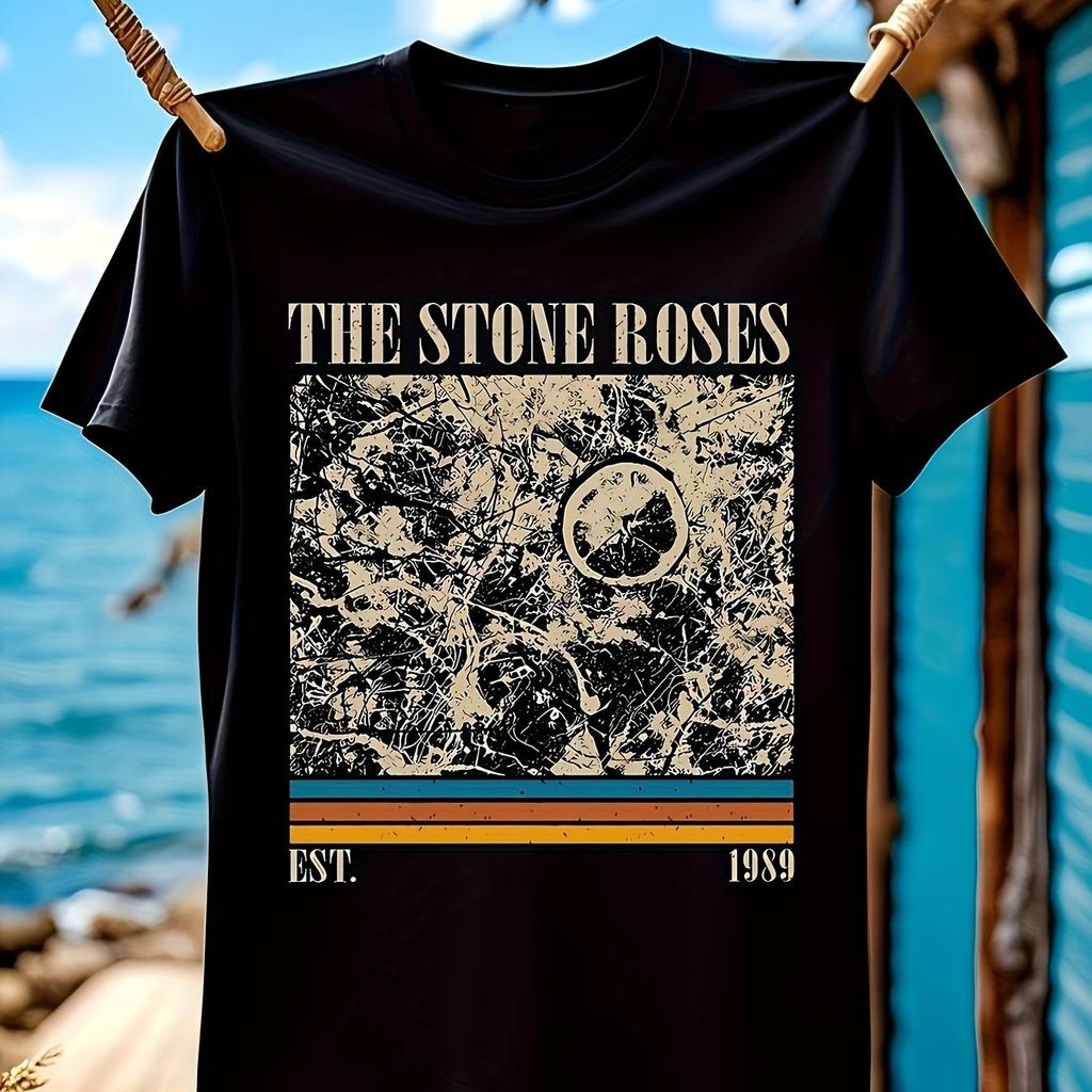 Offizielles T-Shirt von The Stone Roses mit dem berühmten Rosenlogo Britpop Von 19891994 Unisex-T-Shirts für den Sommer Ganzjahres