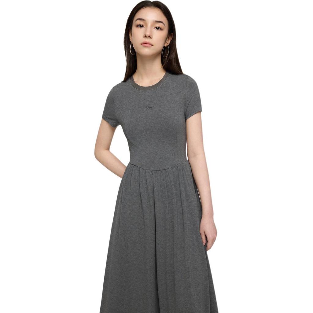 Gap Logo Embroidered Slim Fit Round Neck Short Sleeve Dress Women Dresses 902797