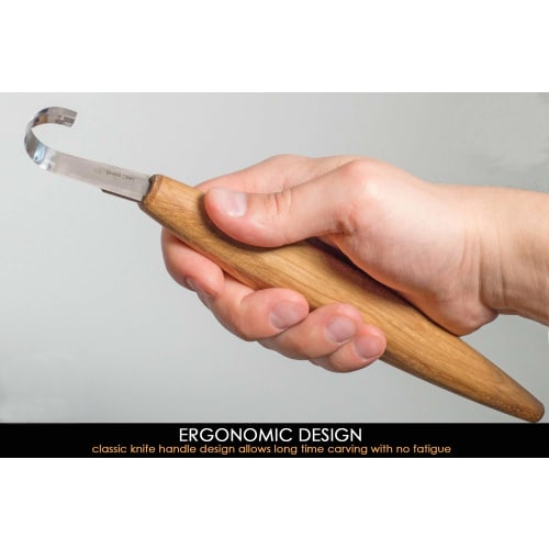 BeaverCraft, Spoon Carving Hook Knife SK5s - 5cm, Double-Sided Wood Carving Knife with Leather Sheath for Carving Spoons, Bowls, Cups, and More, for P