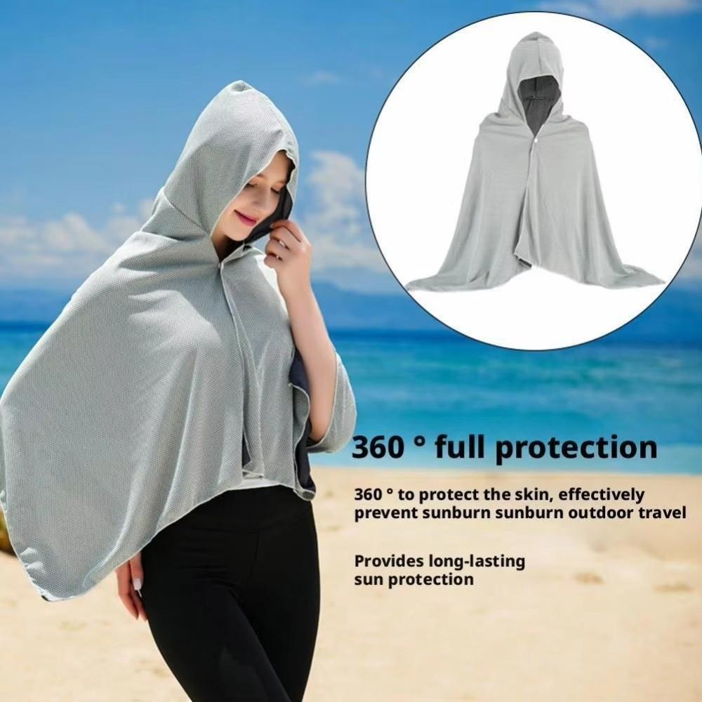 Soft Material Sun Protection Poncho Breathable Hoodie Beach Towel  Outdoor Sports Cycling Driving