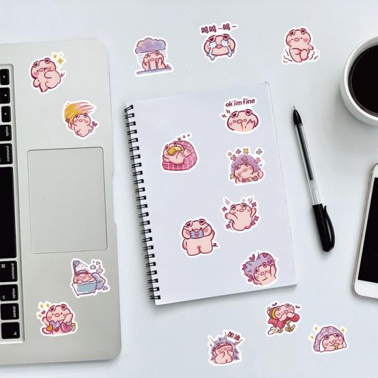 60Pcs Piggy Stickers Waterproof Luggage Lovely Pink Vinyl Pig Decals Pvc Art Removable Motorcycle Skateboard Laptop