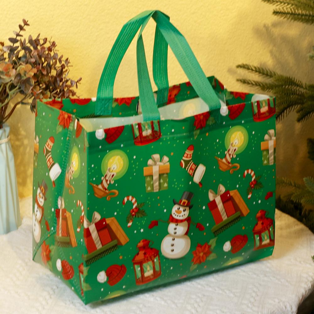 Christmas Non Woven Gift Bag Santa Claus Snowman Candy Cookie Tote Bags Children's Gifts Handle Packaging Pack Home Party Supply