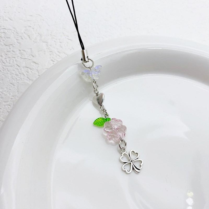 Heart Phone Lanyard Elegant Phone Charm Phone Chain Butterfly Phone Pendant Keychain Decoration Bag Pendant for Daily