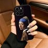Johannes Vermeer Kunst Telefoonhoesje Voor iPhone 17,16,15,14,13,12,11 Pro Max,16/15/14Plus,XS Zwart Zacht Hoesje