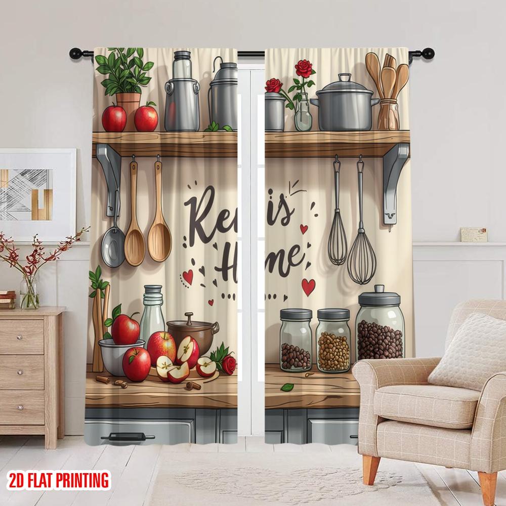 Blackout Window Drapes Whimsical Kitchen Polyester Spring Party Holiday Decor Applies All Occasions Curtain Set Of 2 Made Washable Cooking Area Ready