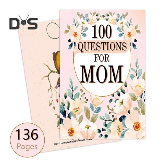 100 Pytań dla Mamy Prowadzony dziennik matki do dzielenia się jej życiem Pamiątkowa księga na Dzień Matki Prezent na urodziny