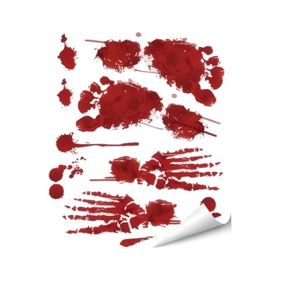Atmospheric Haunted House Accents Halloween Horror Stickers, with Spooky Handprints Footprints Printed, Creepy Text Decals Self-adhesive Decals,