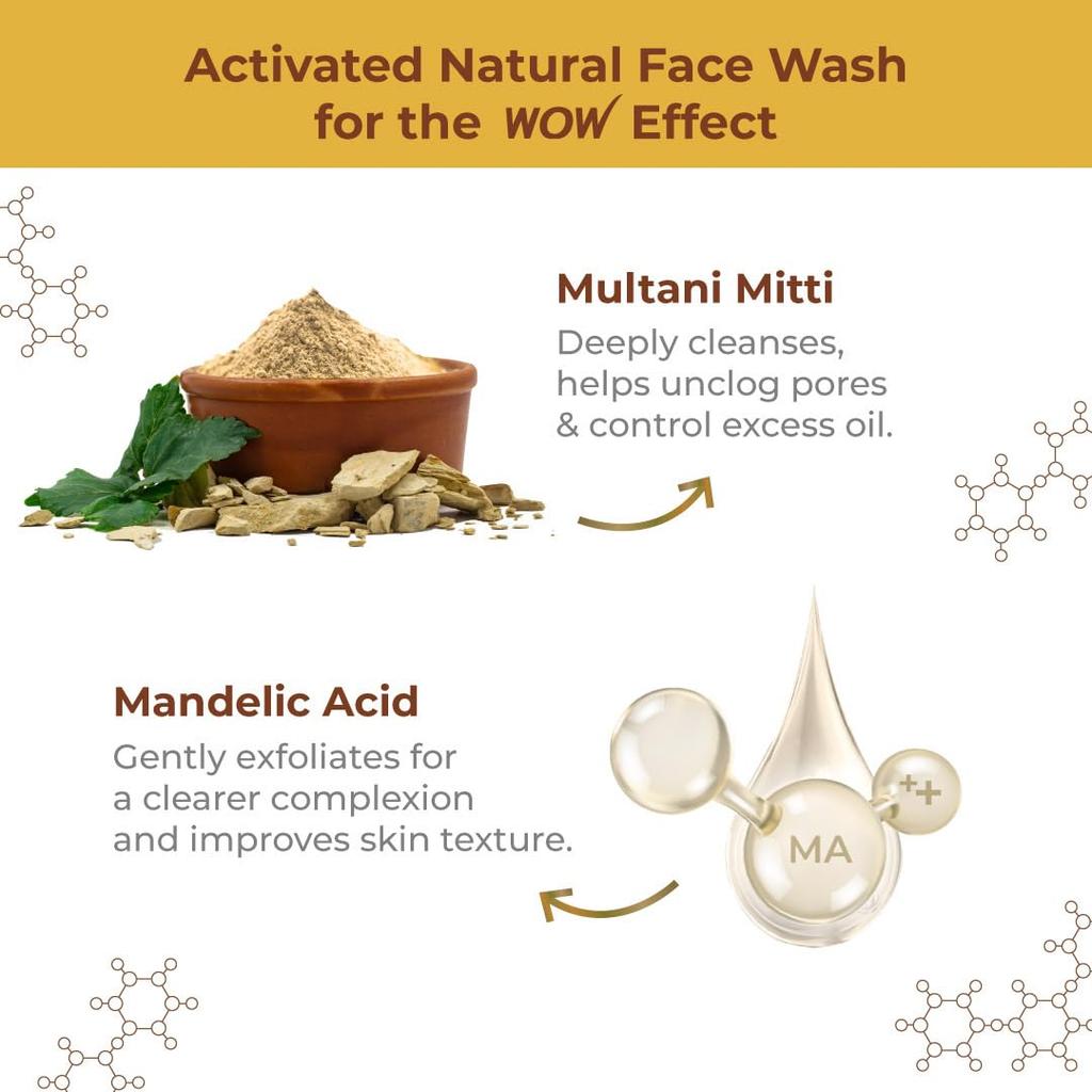 WOW Skin Science Purifying Multani Mitti Face Wash for All Skin Types 100 Ml Pack of 1 Brightens Skin