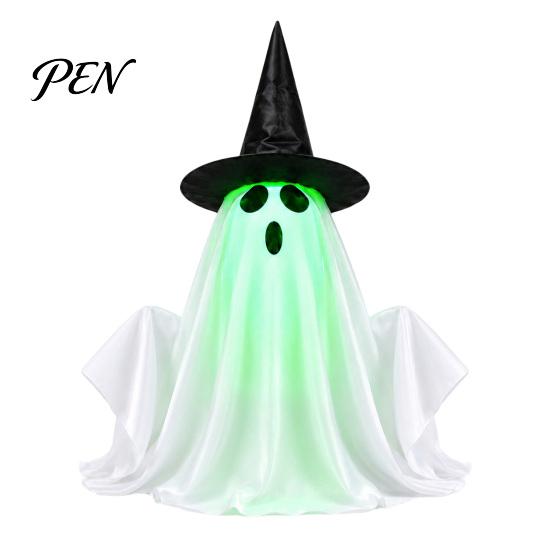 Outdoor Hanging Ghost Decor Electric Lifting Halloween Decoration with Voice/Remote Control, Interactive Scary Glowing Haunted House Party Supplies