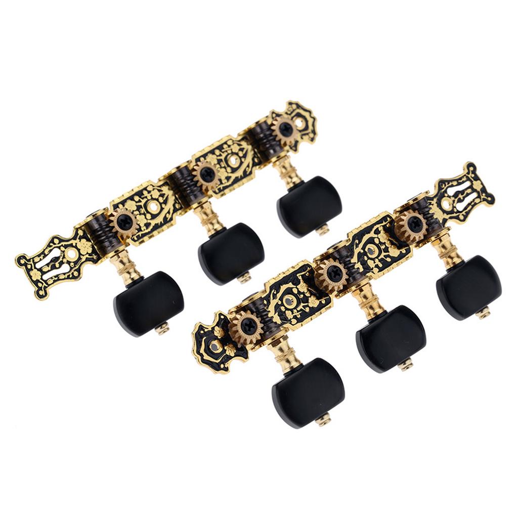 Alice AO 020HV3P 1Pair(Left + Right) Classical Guitar Tuning Key Gold  Black Plated Peg Tuner Machine Head(long) String