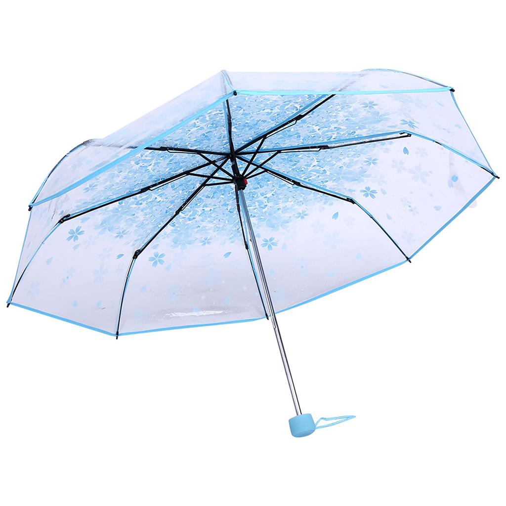 Rain Umbrella Transparent Umbrella Transparent Folding Umbrella Fashionable Princess Umbrella Cherry Blossom Four Colors